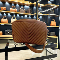 Tas Selempang Kulit Asli Premium Berkualitas Ringan Tahan Air dengan Ritsleting Portabel untuk Wanita, Tali Dapat Disesuaikan dan Dilepas, Kapasitas 1L