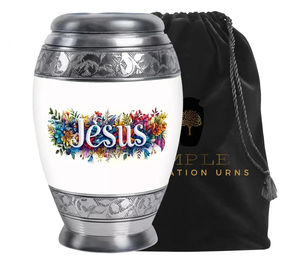 Christian Aluminum Cremation <b>Urn</b> Cross engraved design Cremation <b>Urns</b> Meena Coating Leak-Proof Design Keepsake & <b>Large</b> Options - Product Image 1