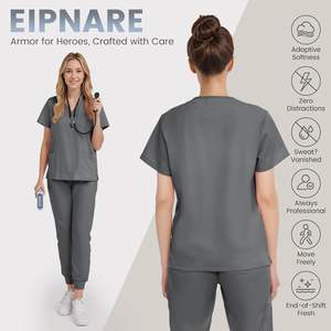 Moda Unisex Scrubs Uniformes Conjuntos Venta al por mayor Algodón Poliéster Jogger Pantalones Médicos Enfermeras Hospital Scrub Trajes - Product Image 5