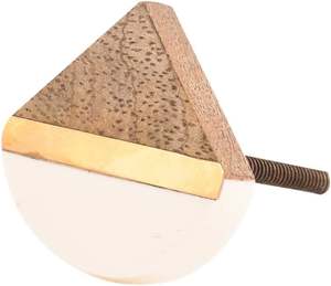 Nouvelles Idées de Produits Boutons en Bois Combinés avec Pierre-Os-Laiton Forme Géométrique Variétés Boutons d'Armoire, Quincaillerie Naturelle pour Tiroirs - Product Image 1