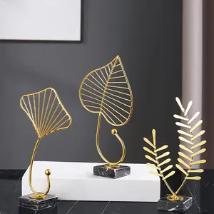 Gold Leaf with Metal Base Sculpture Showpiece ball Sculpture Home Office Desk Living Room Table Decor Decorative Gift Item