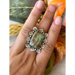 Southwest Handmade Turquoise <b>Sterling</b> <b>Silver</b> <b>Adjustable</b> Cluster <b>Ring</b> - Product Image 2