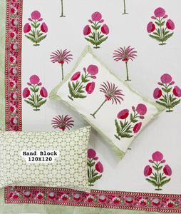 Juego de sábanas de algodón indio con estampado de bloque de mano Floral tradicional, colcha decorativa multicolor para el hogar para juego de cama de hotel - Product Image 4