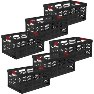 Set di 6 Scatole Pieghevoli Keeper da 45 Litri, Ben, Grafite e Rosso - Product Image 1