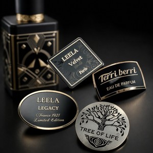 Etiqueta Adhesiva de Aluminio Personalizada de Lujo Vintage, Etiqueta Metálica Autoadhesiva de Grado Alimenticio, Duradera, Impermeable, para Botellas de Perfume - Product Image 1