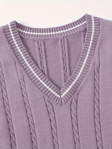 OEM personalizado Unisex Otoño Invierno con cuello en V Cardigan tejido chaleco algodón uniforme escolar suéter estilo Casual para bebés niños niñas - Product Image 3