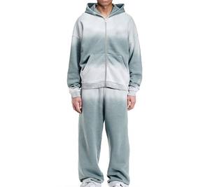 2025 trajes de sudor lavados con ácido de alta calidad chándal de algodón 100% personalizado con pantalones de chándal y conjunto de Sudadera con capucha chándal cómodo - Product Image 1