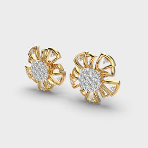 Pendientes de Oro de 14K con Diamantes en Forma de Flor, Color Rosa/Amarillo/Blanco, para Mujer |   Fabricante de Joyería Fina Personalizada al por Mayor - Product Image 2