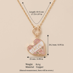 Collier ras du cou tendance en cuivre plaqué or 18 carats avec pendentif cœur ouvrable et fermable, lettre <span class=keywords><strong>MAMAN</strong></span>, idéal pour la Fête des Mères - Product Image 6