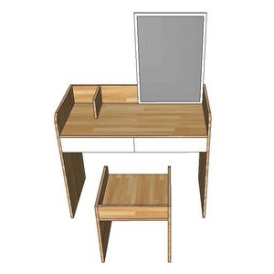 Modern Wood Panel <b>Makeup</b> <b>Vanity</b> Set SFBTD008 - Product Image 3