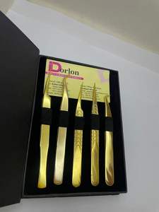 Pinzas de extensión de pestañas de acero inoxidable Dorlon, Punta dentada curvada, precisión antiestática, Color personalizado y logotipo, herramienta de pestañas de volumen - Product Image 3