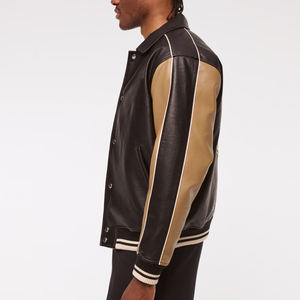 Varsity personnalisé hommes vestes Faux cuir manches deux tons Bomber Style matelassé doublure homme vestes fermeture à pression veste pour homme - Product Image 2