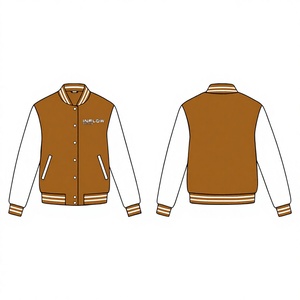 Men's Custom Varsity Bomber Jacket Winter Woolen Waterproof Zipper Sheep Fur Plus Size Breathable Eco-Friendly - Product Image 1