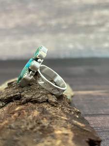 Bague ajustable Kingman en argent sterling faite à la main Bague en turquoise pour femme - Product Image 3