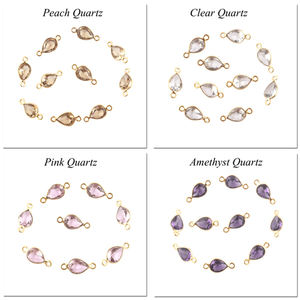 Actory-conector de piedras preciosas de cuarzo, conector de Latón chapado en oro amarillo, conectores de pulsera de doble bail DIY - Product Image 4