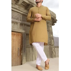 Shalwar Kameez pour homme en soie Georgette, couleur unie, nouveau style, prêt à porter, entièrement cousu, brodé, design ethnique moderne, pour les fêtes - Product Image 6