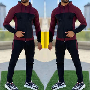 ชุดวอร์มเล่นยิมของผู้ชายชุดออกกำลังกายสำหรับฤดูหนาวชุดฝึกออกกำลังกายสีตัดกัน - Product Image 3