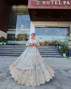 Tissu en Georgette de Soie Douce à Motif Papillon, Broderie et Sequins Multiples, Lehenga Choli Haut de Gamme pour Mariages et Fêtes - Product Image 3