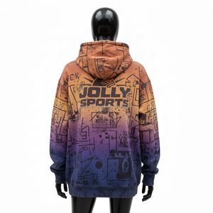 Sweat à capuche pour femme Sun Fade 300 à 320 GSM Mélange de coton premium Doux Respirant Couleurs dégradées Logo personnalisé Impression à l'écran Lavage Sweat à capuche - Product Image 2