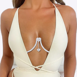 Populaire amour plaqué or strass soutien du sein mode discothèque fête Sexy mamelon Piercing corps chaîne poitrine décoration - Product Image 1