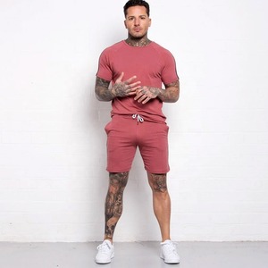 Ensembles de mode pour hommes, costume d'été, tenue de fitness, séchage rapide, respirant, grande taille, short à carreaux, survêtement à manches courtes, col rond - Product Image 2