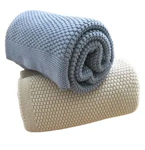 Coperte e coperte da letto in cotone organico 100% lavorate a maglia Multi Design coperte ricamate per biancheria da letto