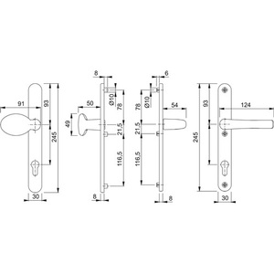 Juego de Perfiles de Aluminio para Puertas de 57-62 mm, Modelo Tokyo 76G/3346/1710RH HOPPE F9016 - Product Image 3