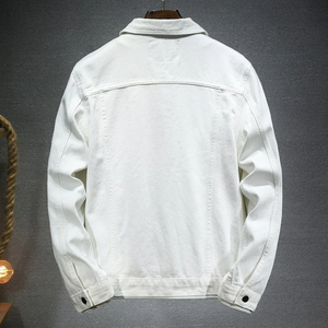 Chaqueta vaquera blanca corta informal de otoño para hombre, ropa de trabajo superior para hombre, chaqueta vaquera nueva - Product Image 2