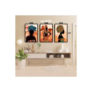 <b>3</b>-<b>Piece</b> MDF Table Set with Quality Printing Colorful Faded Frame Looking African Women <b>Wall</b> <b>Arts</b> 95 - Product Image 4