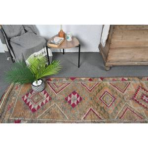 Tapis Turc Vintage Rustique Rouge Orange 2.4X11 pieds Grande Surface Patchwork Design pour Couloir Chambre Laine Latex pour Chambre Chevet - Product Image 2