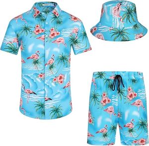 Conjuntos Deportivos Casuales de Verano para Hombre, Transpirables, Hawaianos, Camisetas Polo con Cierre de Cremallera y Pantalones Cortos, Conjuntos de Cintura Media - Product Image 1