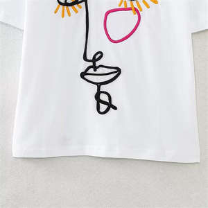 Gran oferta, camiseta gruesa y pesada de alta calidad, camiseta en blanco de algodón transpirable con estampado bordado personalizado para mujer - Product Image 3