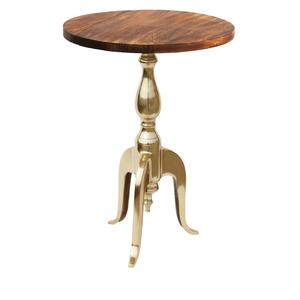 Mesa auxiliar decorativa, mesa de centro chapada en oro de aluminio con tapa de madera, muebles de sala de estar a bajo precio - Product Image 1