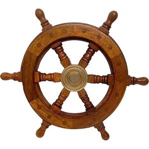 Venta caliente objeto de rueda de barco de madera buena calidad accesorios náuticos al por mayor rueda de barco elegante para decoración hogar y oficina - Product Image 4