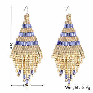 ต่างหูจากอินเดียทำด้วยมือหลายสีต่างหูลูกปัดสไตล์แฟชั่นสำหรับผู้หญิงและเด็กผู้หญิงปักเมล็ดพันธุ์ - Product Image 3