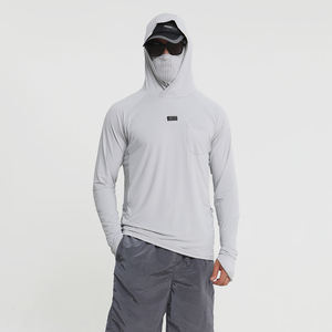 Cistom Anti UV 100% algodón lona sublimación manga larga ventilada Sudadera con capucha para hombres y mujeres patrón sólido elementos esenciales de invierno - Product Image 2