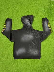 Sudadera con capucha lavada con ácido vintage parches bordados personalizados serigrafía gráfica con pedrería Sudadera con capucha de algodón de gran tamaño ropa de calle - Product Image 2