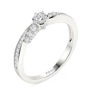 Anillo de Compromiso Jeulia con Diamante Cultivado en Laboratorio, Corte Redondo, Pavé, Diseño Bypass - Product Image 2