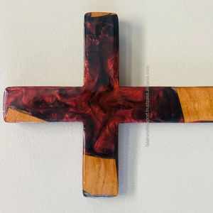 Handmade Resin Wood Wall Cross - Christian Home Decor with Evil <b>Eye</b> <b>Protection</b> - Spiritual Gift with Metal Hook By FWE - Product Image 4