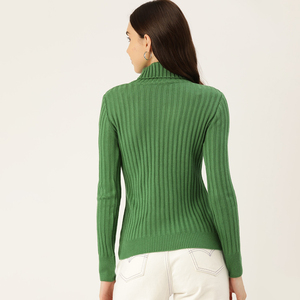 2025 hiver personnalisé Sexy couleur unie haut en coton tricots décontracté femmes pull pour manches longues pull à col roulé - Product Image 2