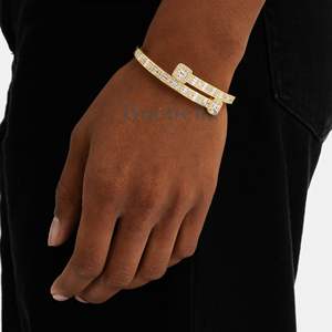 Venta al por mayor 5mm 18K chapado en oro plata esterlina 925 moissanita Baguette diamante brazalete para mujeres joyería regalo Ideas - Product Image 1