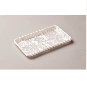 Plateau de service à motif floral moderne en bois incrusté de vadrouille ronde faite à la main plateau décoratif en incrustation d'os de meubles - Product Image 5