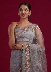 LATEST DESIGNER RICH PALLU and ATTRACTIBVE BORDER CONTRAST <b>SILK</b> <b>ORGANZA</b> SAREE - Product Image 4