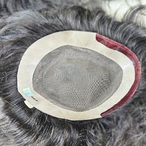 Système de remplacement capillaire pour hommes, cheveux indiens, 6 pouces, Remy, lisses, toupet fin, base en poly-skin, densité 90% à 120%, cheveux naturels et durables - Product Image 1