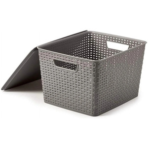 Modern Rectangle Eco-friendly Rattan Household Storage <b>Basket</b> Multi-Size <b>Plastic</b> with Handle for Clothing Wholesale Sale - Product Image 1