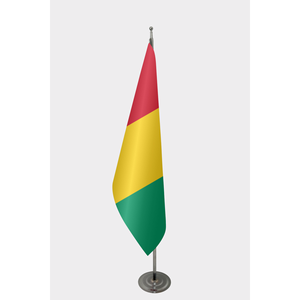 Drapeau d'intérieur officiel de la Guinée, drapeau à main personnalisé avec logo pour l'assurance automobile, en nylon numérique, plastique, polyester, soie, aluminium - Product Image 1