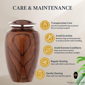 Urna Funeraria Ecológica de Estilo Europeo Americano, Color Marrón, con Diseños Personalizables en Mármol, para Cenizas Humanas, 220 Pulgadas Cúbicas - Product Image 5