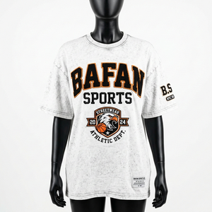 Camiseta Acid Wash para Mujer, 230 GSM, Tela de Algodón Peinado Premium, Lavado Snow Wash, Estampado Gráfico Personalizado - Product Image 3