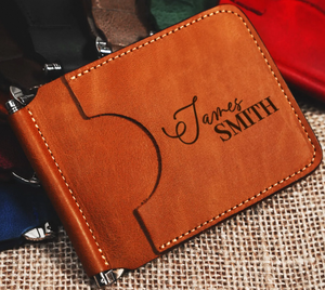 Cartera con Clip para Billetes de Cuero Genuino para Hombre, Cartera Delgada Personalizada - Product Image 2