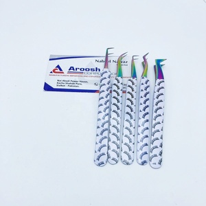 Pince à épiler d'extension de cils en acier inoxydable de haute qualité en gros pointe arc-en-ciel avec impression de cils pointe durable et pointue - Product Image 2